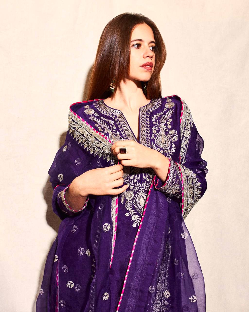 Royal Purple Embroidered Suit with Dupatta
