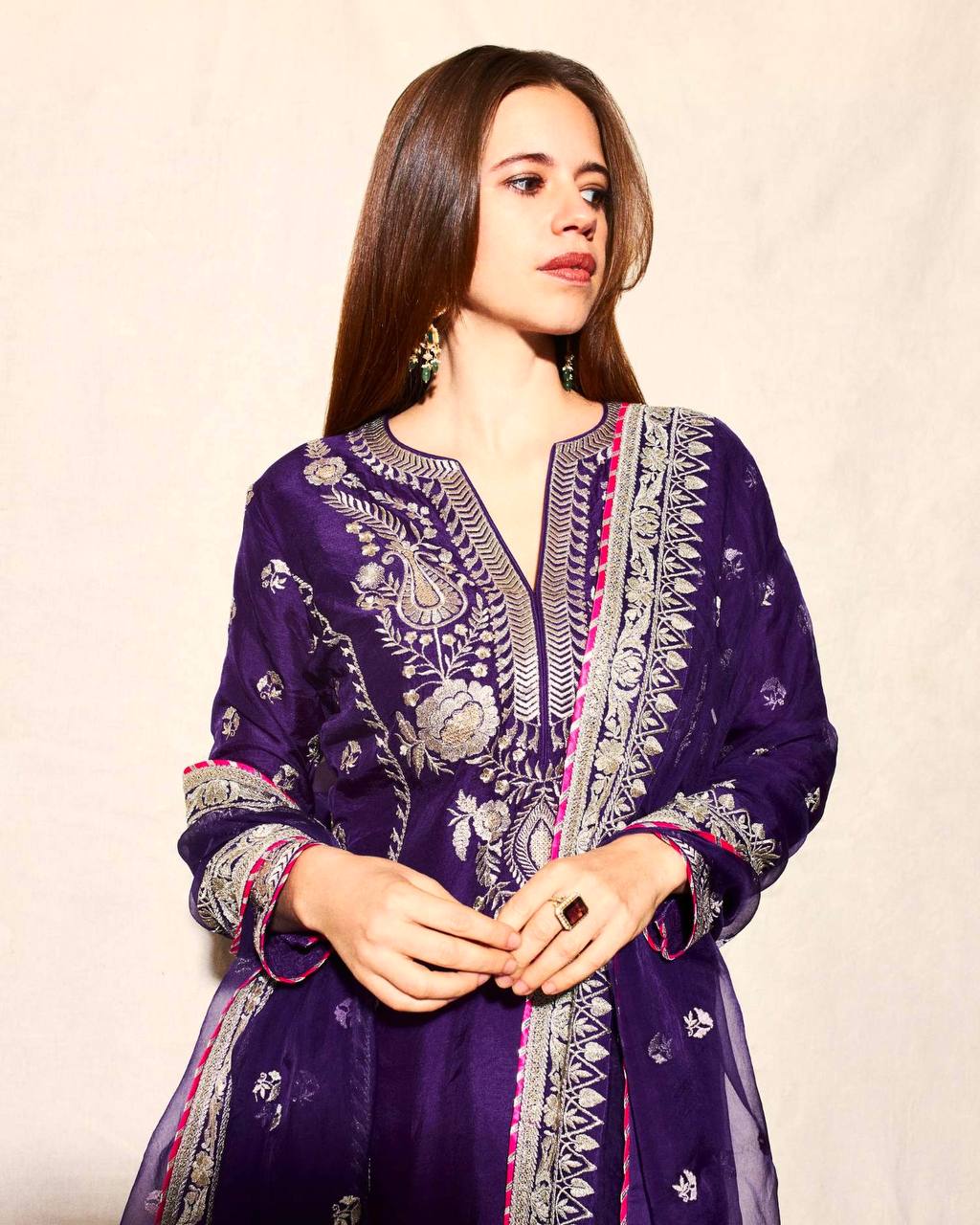 Royal Purple Embroidered Suit with Dupatta
