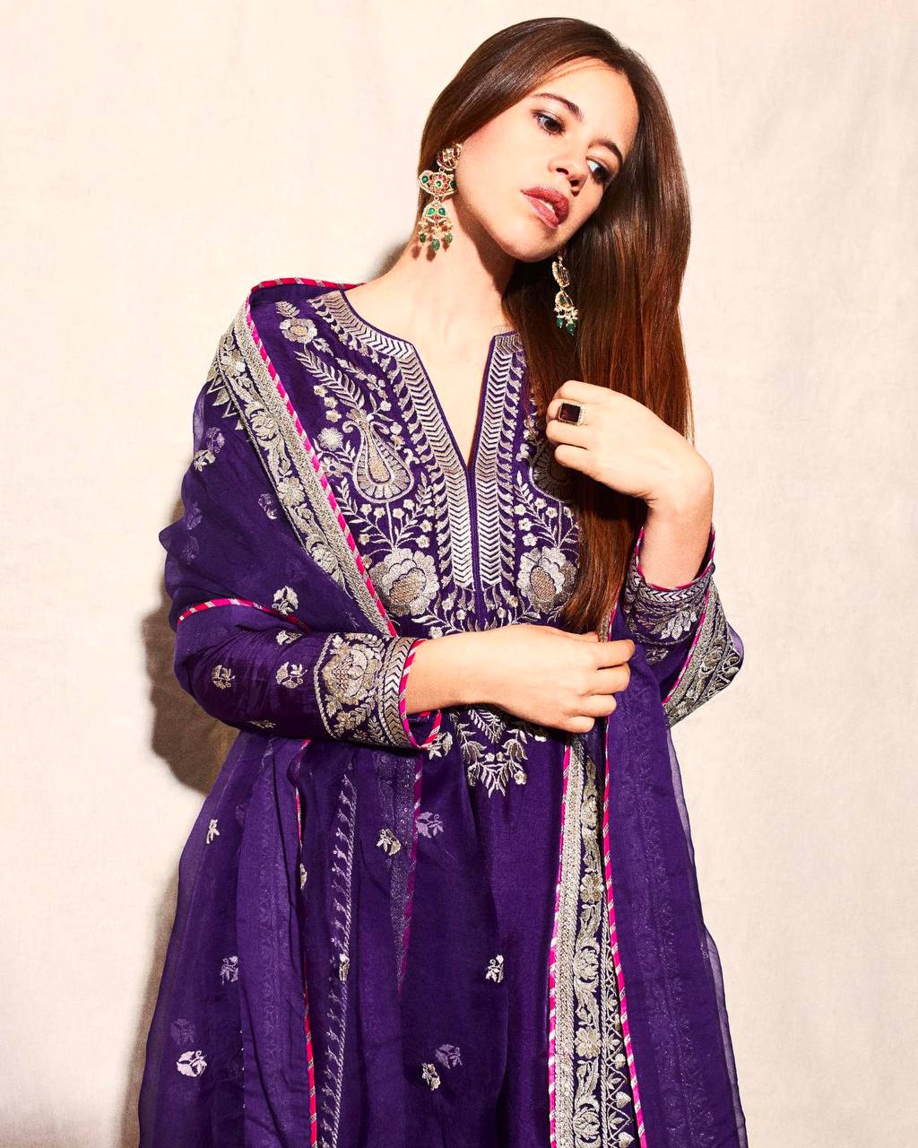 Royal Purple Embroidered Suit with Dupatta