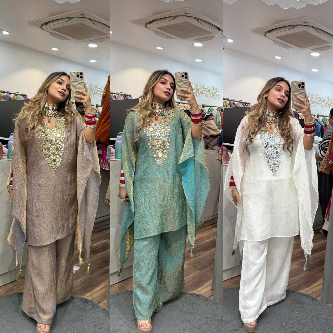 Iqra Designer Mirror Handwork Palazzo Kurta Set