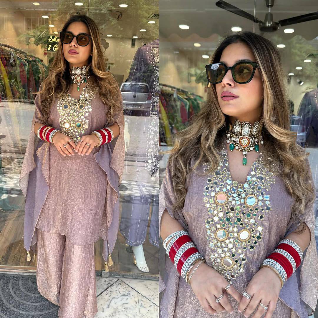 Iqra Designer Mirror Handwork Palazzo Kurta Set