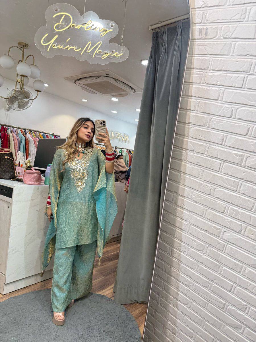 Iqra Designer Mirror Handwork Palazzo Kurta Set