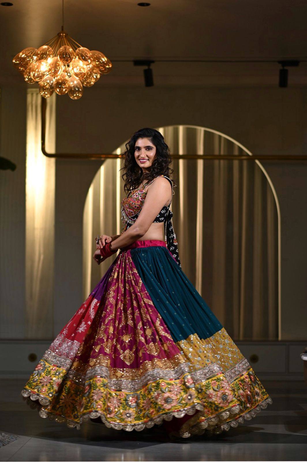 Royal Multicolor Embroidered Navratri Lehenga Choli Set