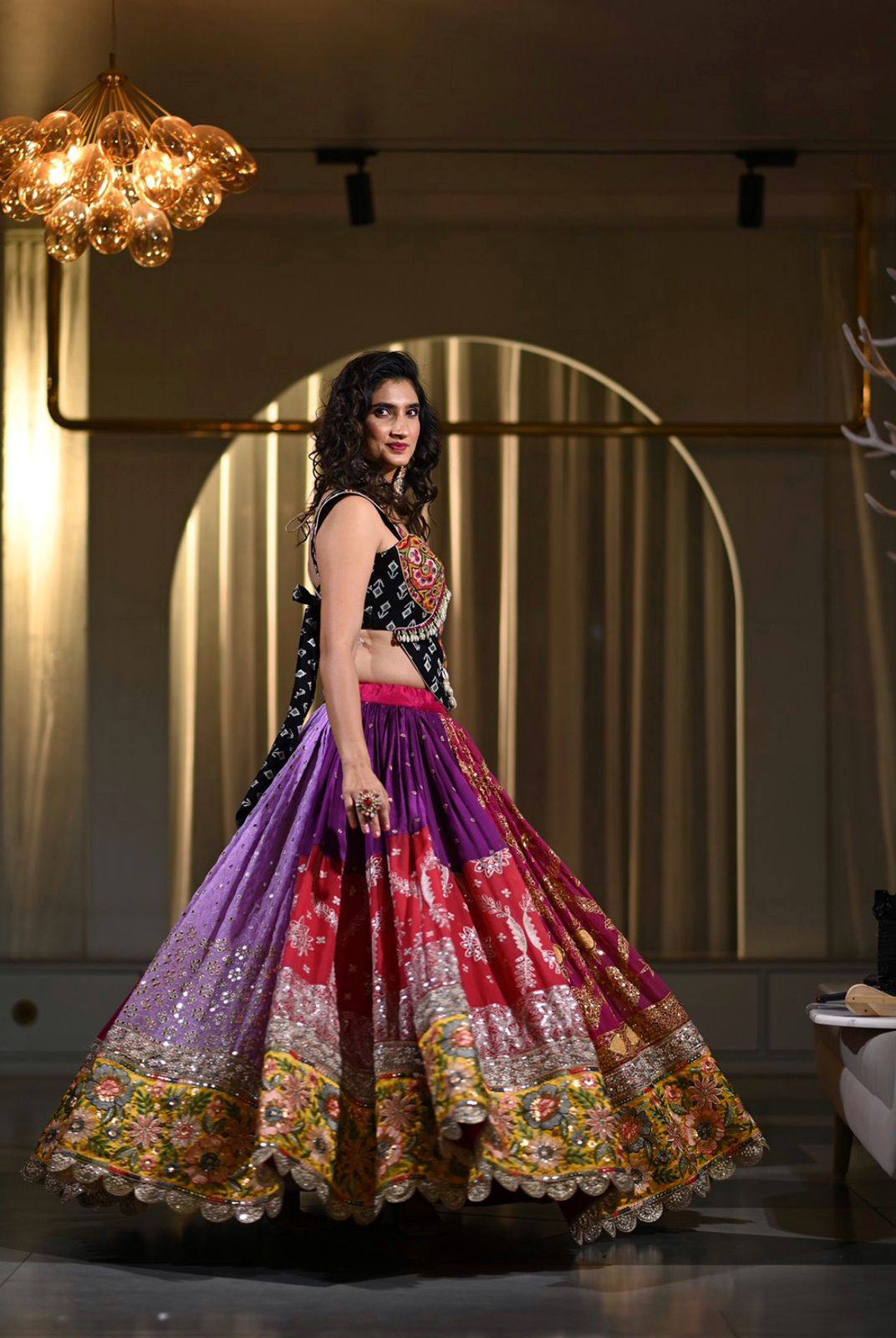 Royal Multicolor Embroidered Navratri Lehenga Choli Set