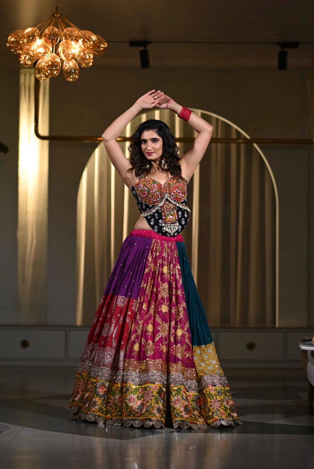 Royal Multicolor Embroidered Navratri Lehenga Choli Set