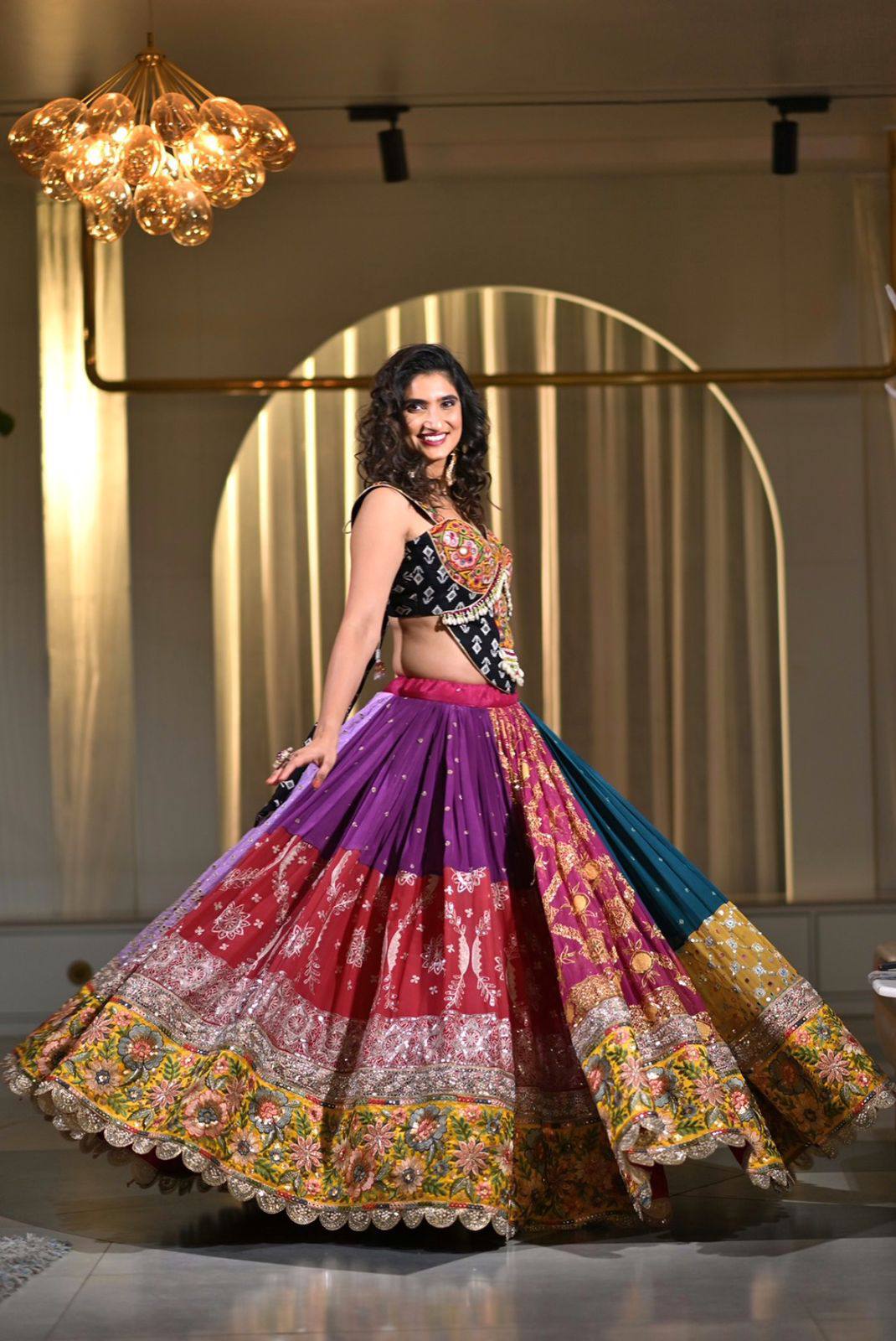 Royal Multicolor Embroidered Navratri Lehenga Choli Set
