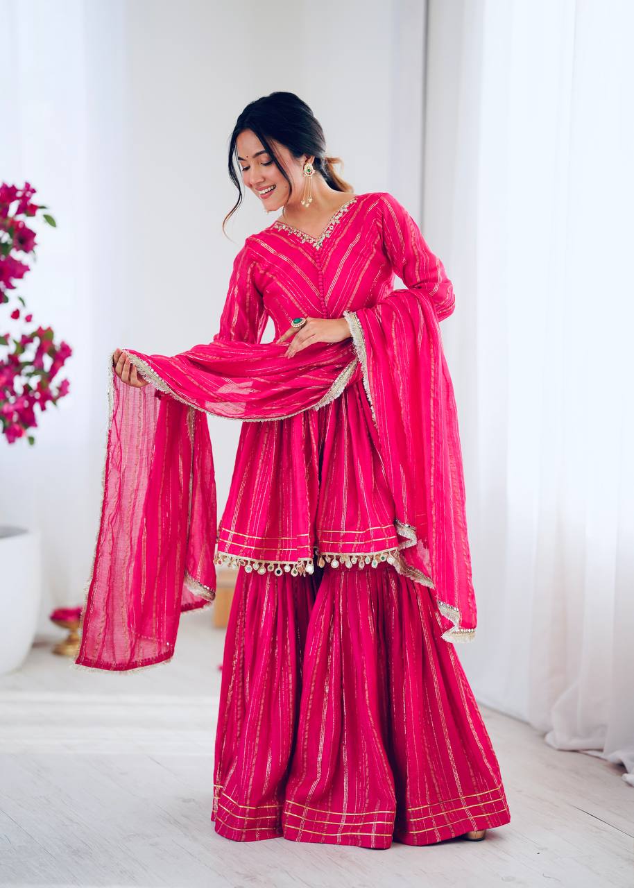 Alisha Real Mirror Handwork Sharara