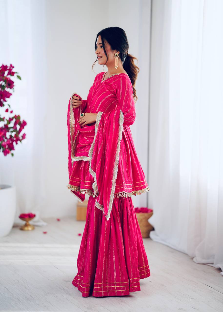 Alisha Real Mirror Handwork Sharara
