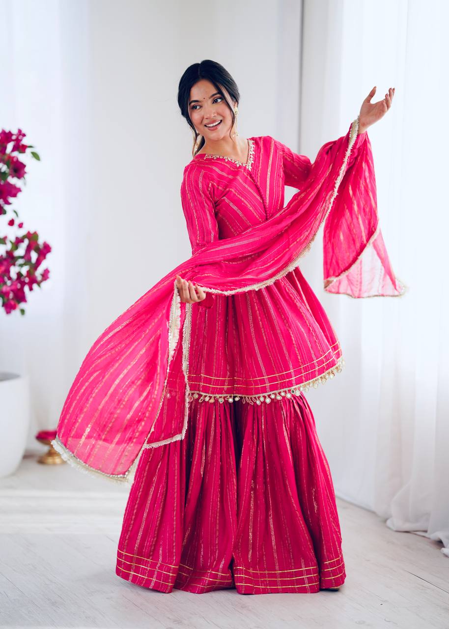 Alisha Real Mirror Handwork Sharara