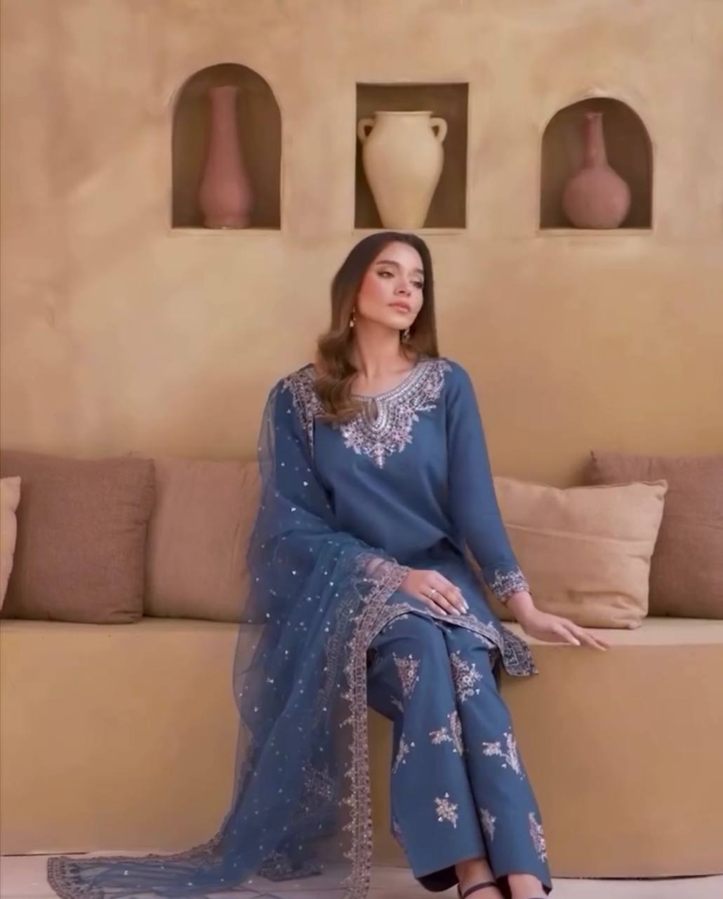 Vritika Natural Crepe Party Wear Farshi Salwar