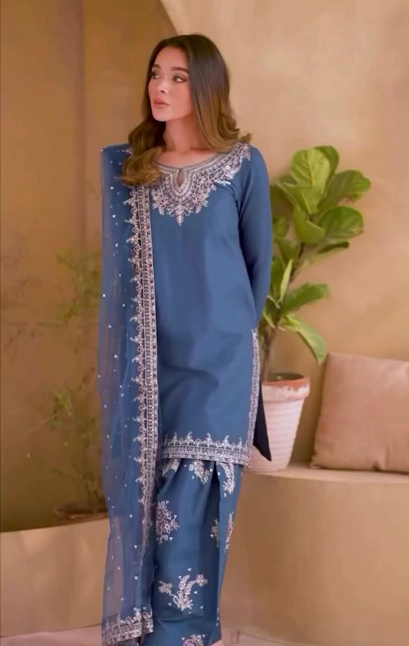 Vritika Natural Crepe Party Wear Farshi Salwar