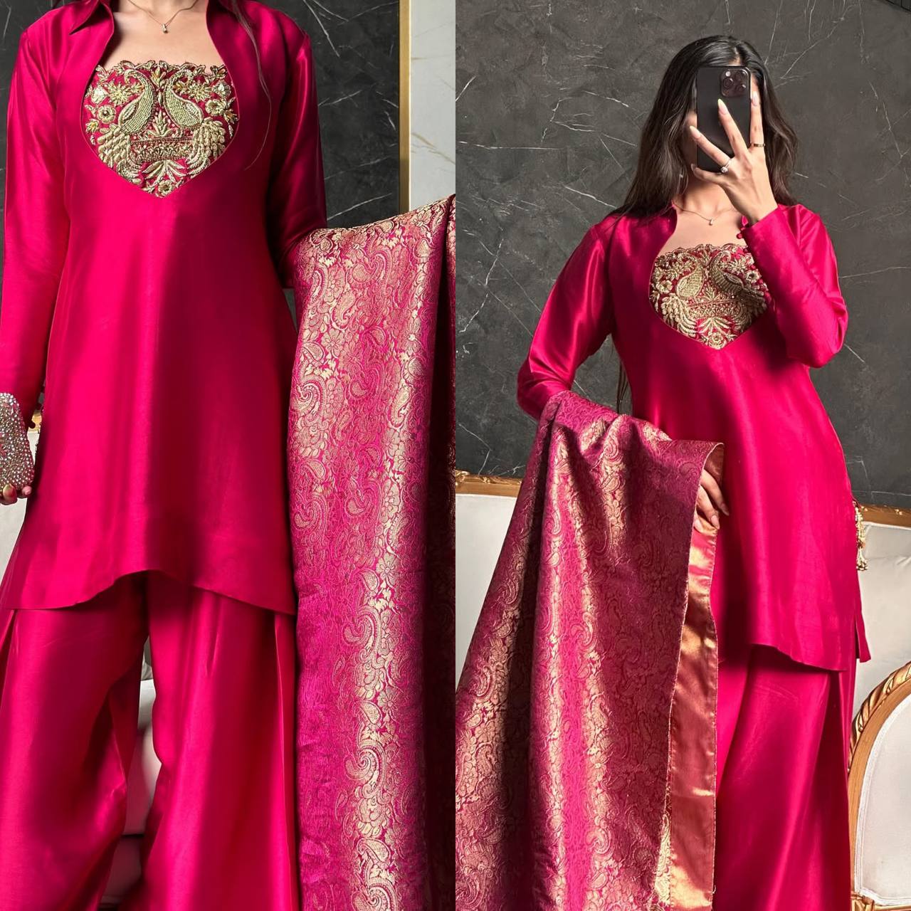 Heer Designer Party Wear Look Top With Farshi Salwar