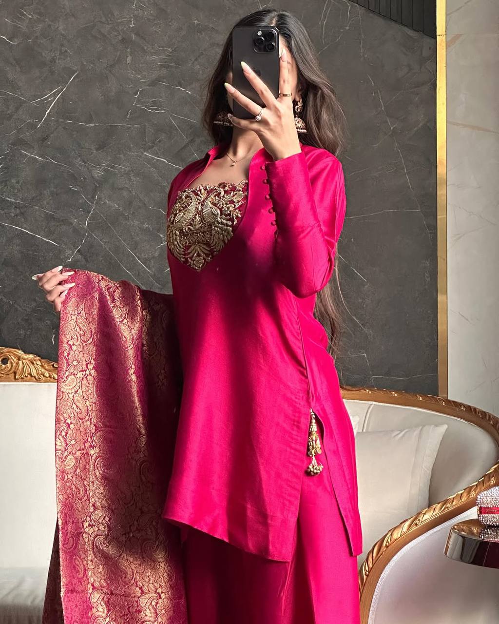 Heer Designer Party Wear Look Top With Farshi Salwar