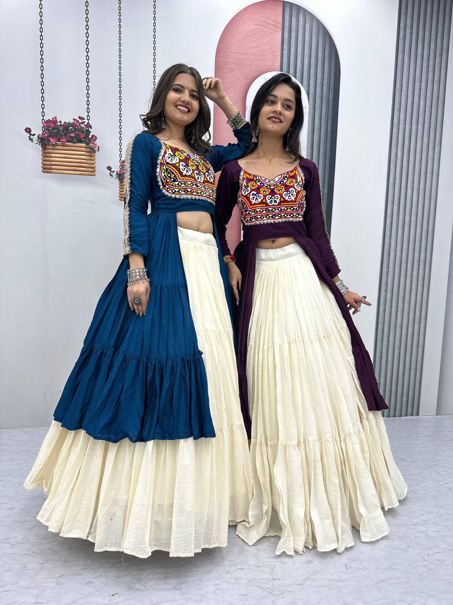 Prisha Real Mirror Work Gamathi Navratri Lehenga