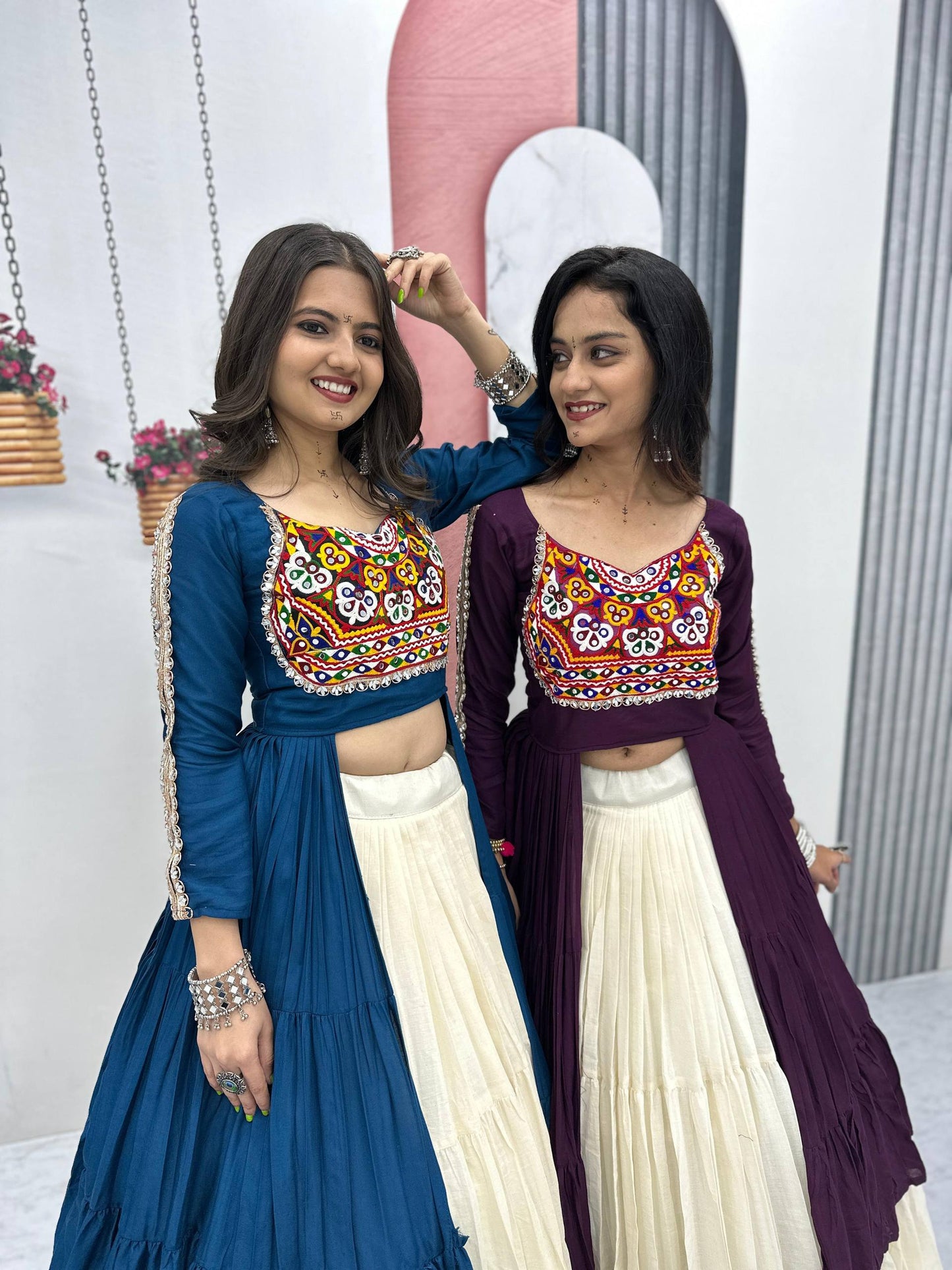 Prisha Real Mirror Work Gamathi Navratri Lehenga