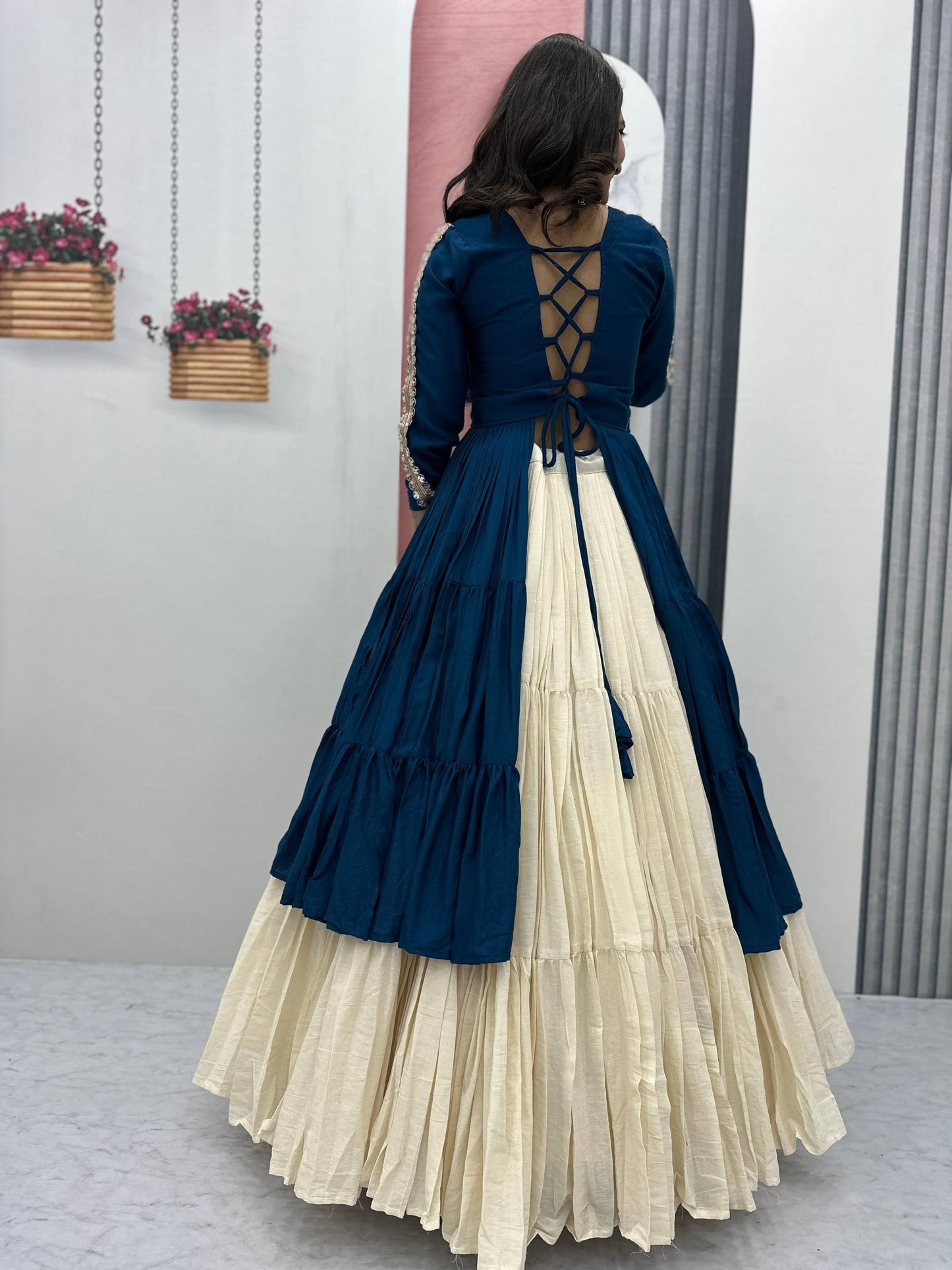 Prisha Real Mirror Work Gamathi Navratri Lehenga