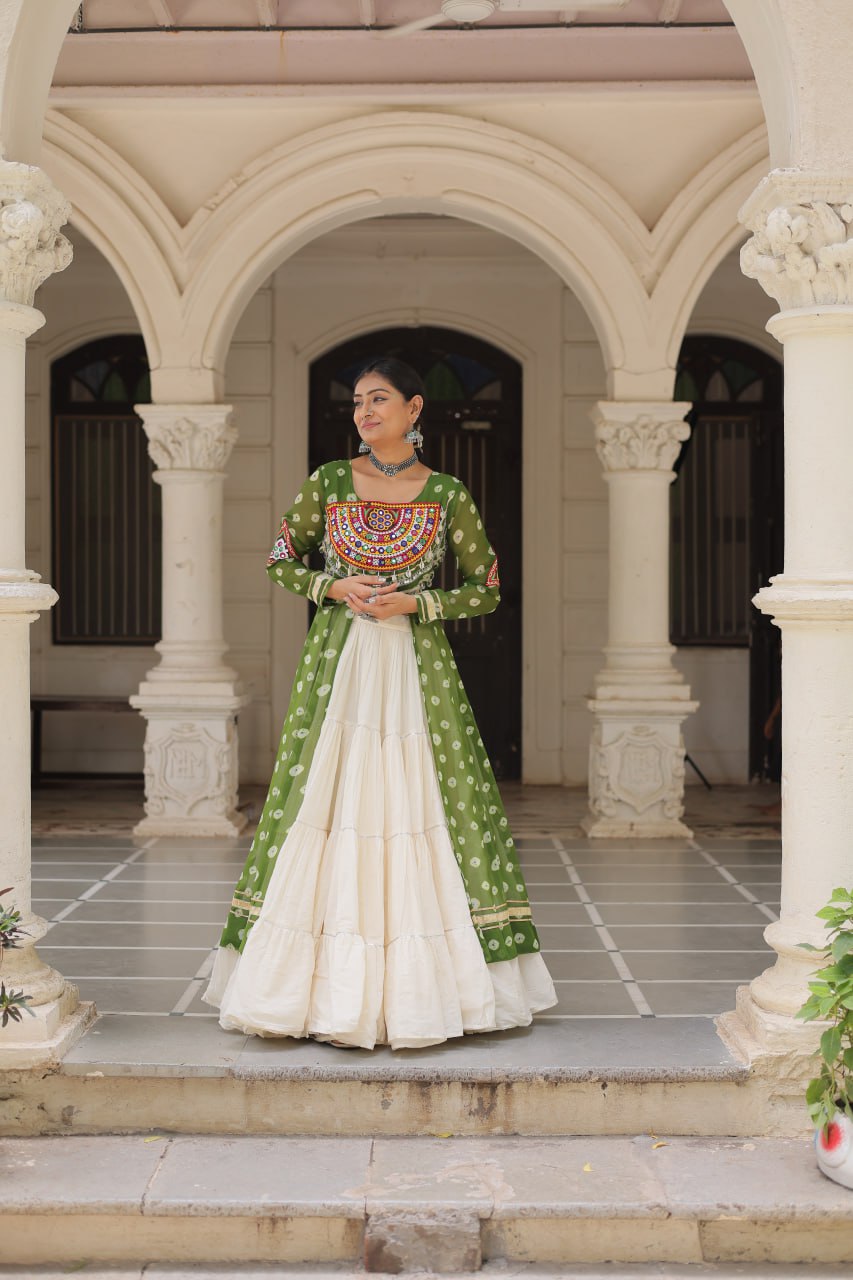 Reewa Bandhani kutchi patchework Lehenga
