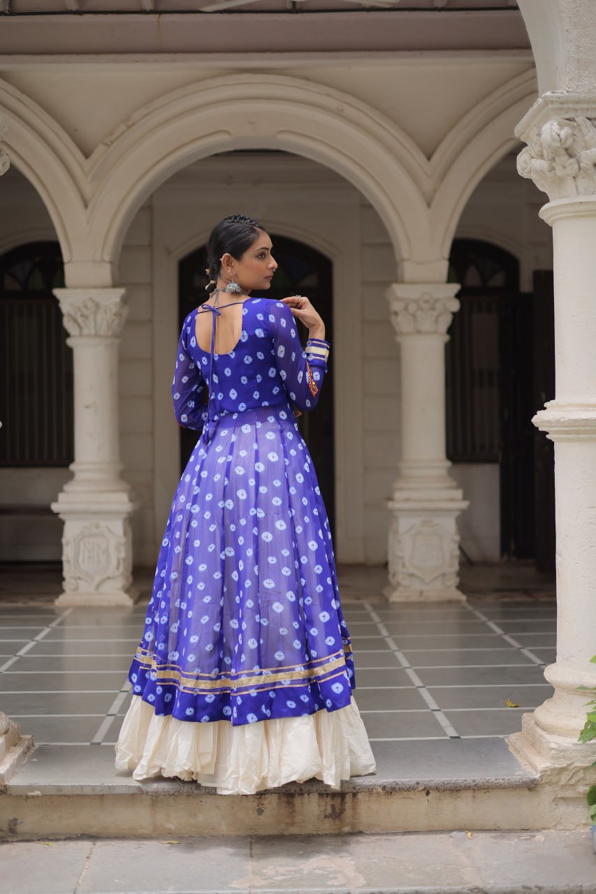 Reewa Bandhani kutchi patchework Lehenga