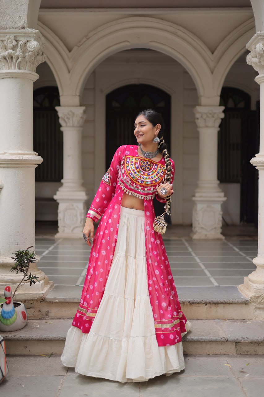 Reewa Bandhani kutchi patchework Lehenga