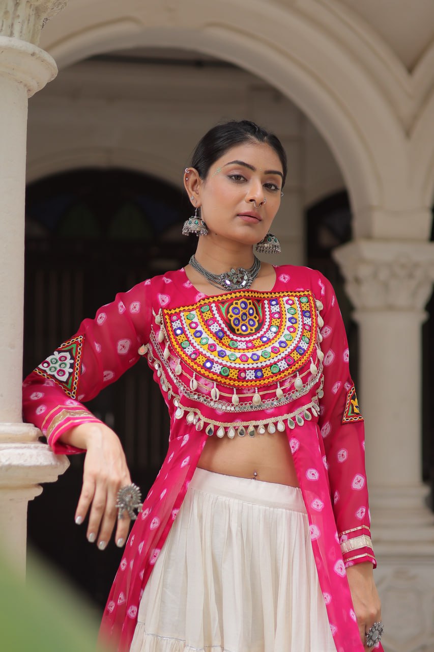 Reewa Bandhani kutchi patchework Lehenga