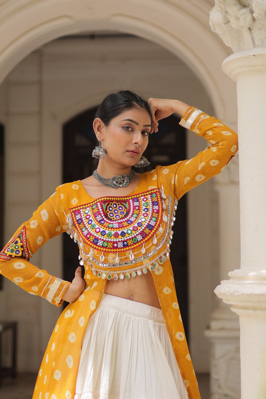 Reewa Bandhani kutchi patchework Lehenga