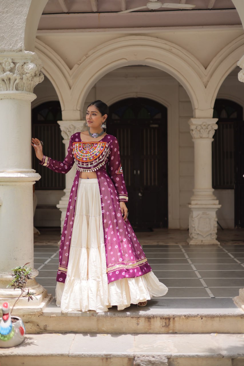 Reewa Bandhani kutchi patchework Lehenga
