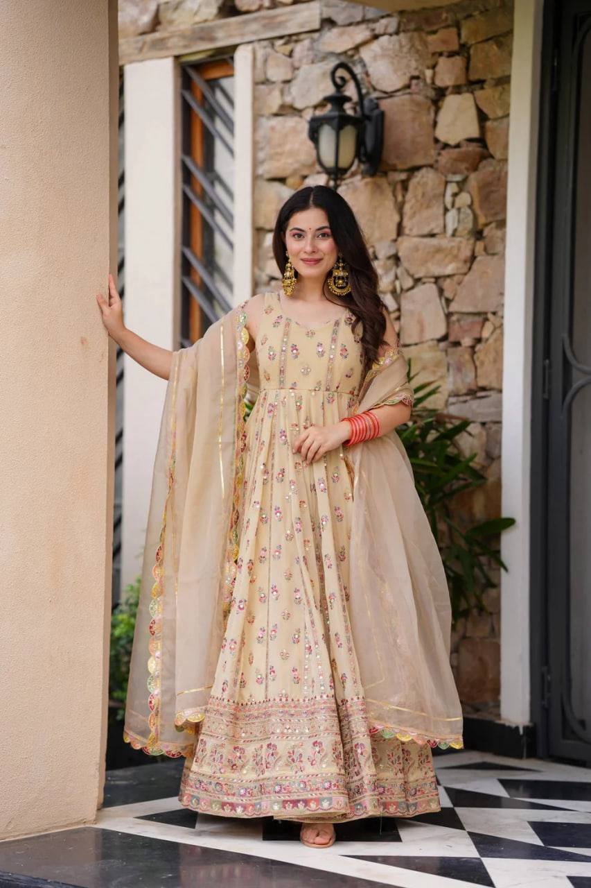 Kriva Premium Foux Gorgette crafted Gown