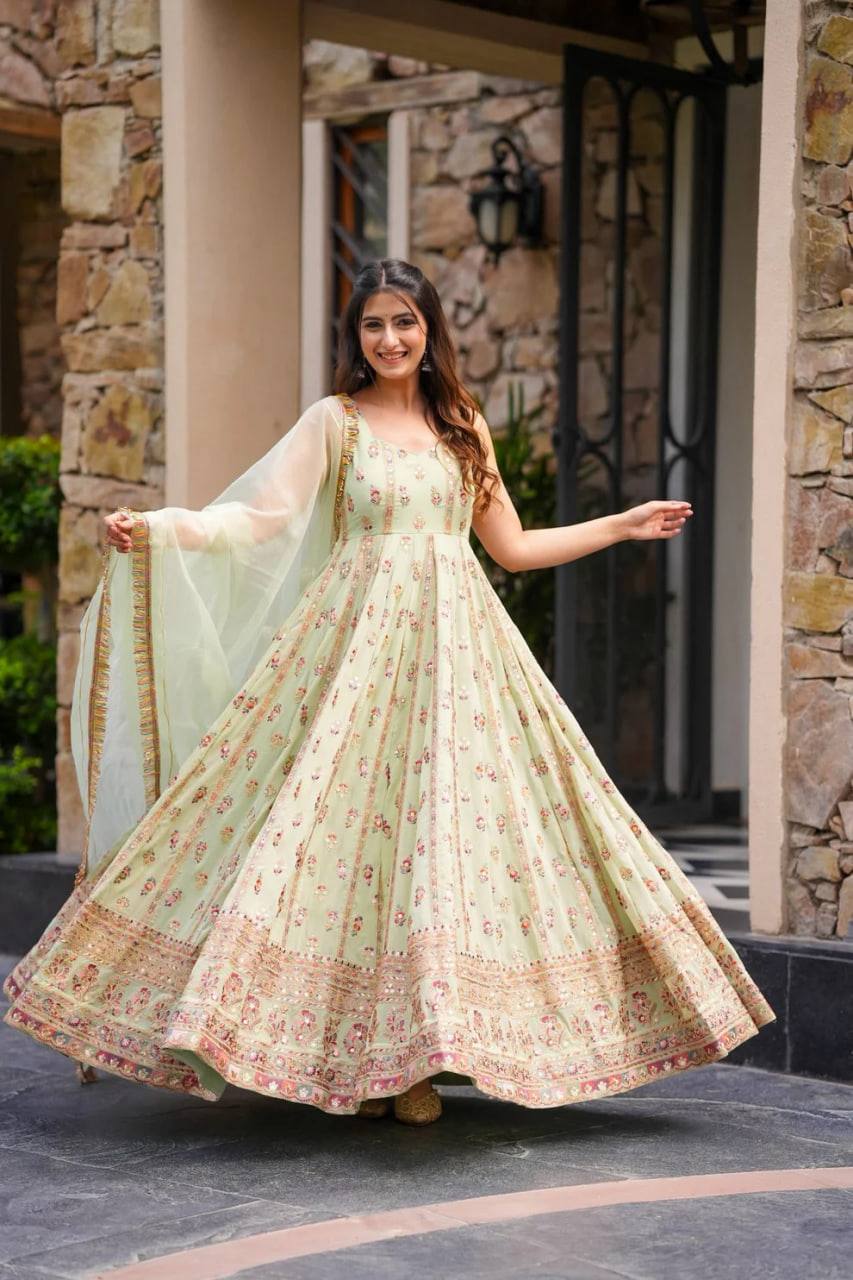 Kriva Premium Foux Gorgette crafted Gown