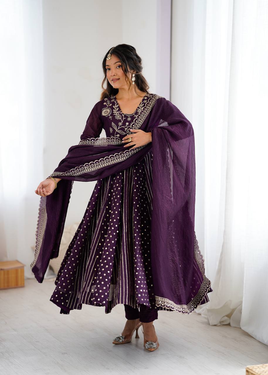 Tanvi Eleganza Crunchy Silk Anarkali Gown