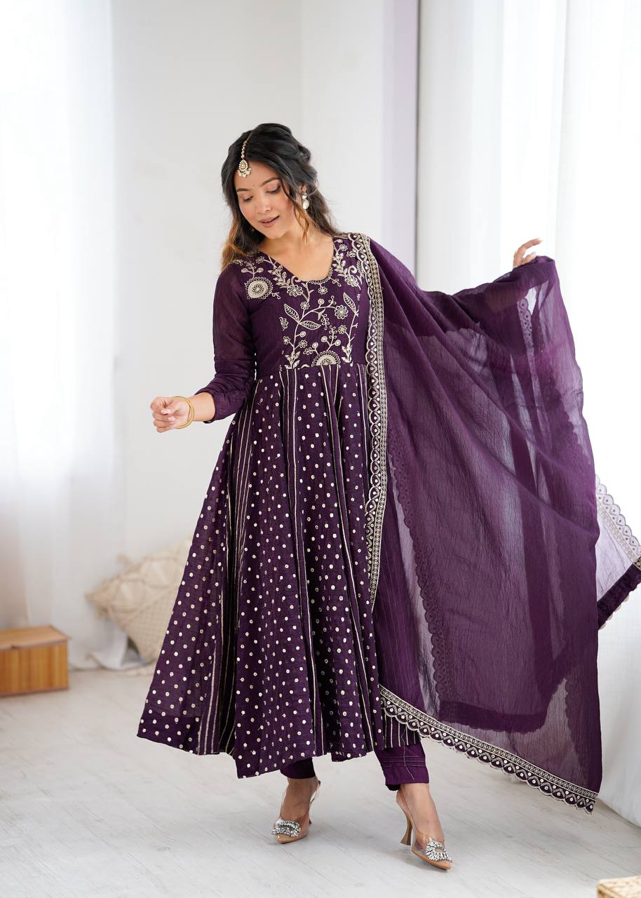 Tanvi Eleganza Crunchy Silk Anarkali Gown