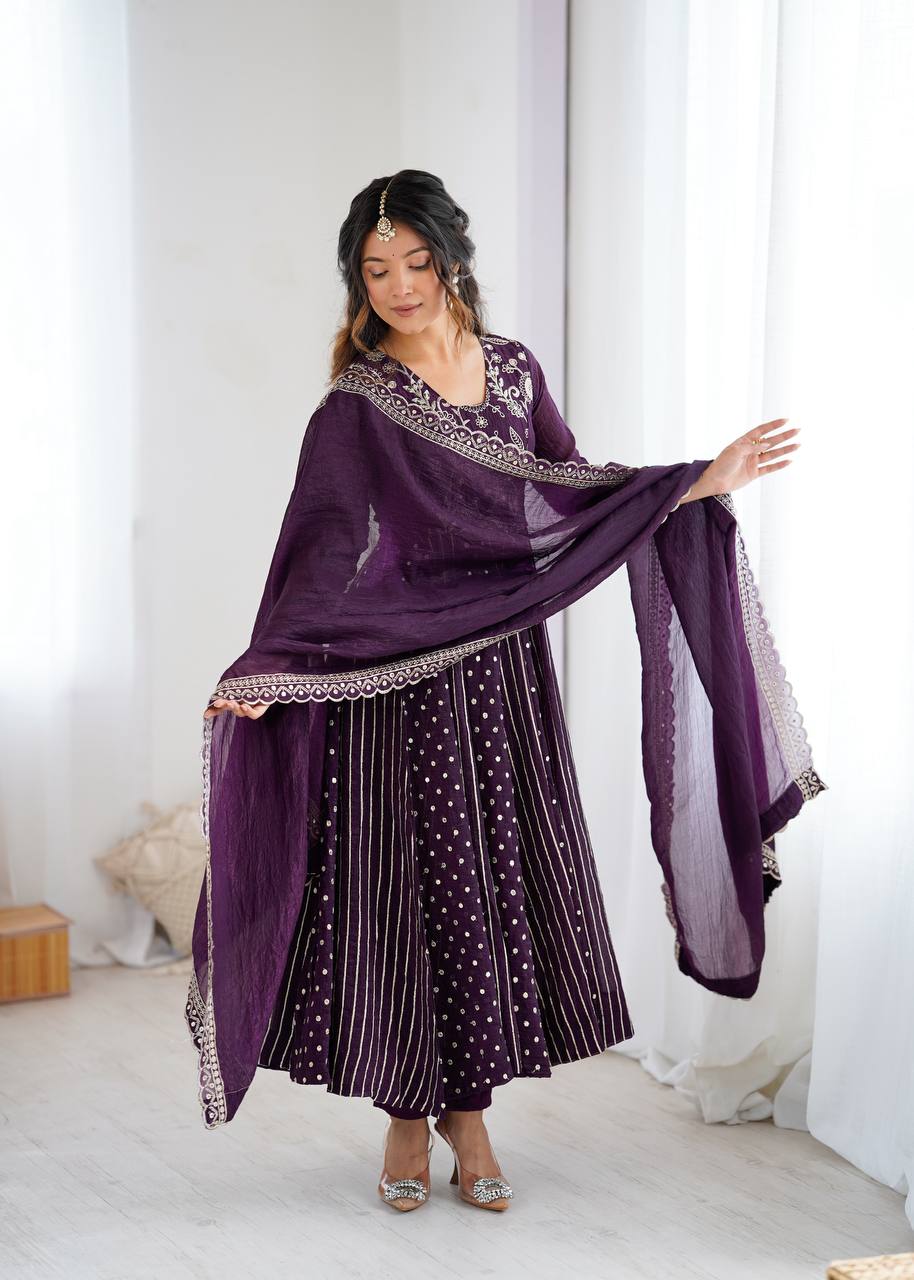 Tanvi Eleganza Crunchy Silk Anarkali Gown