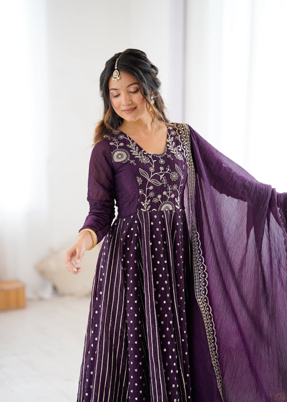 Tanvi Eleganza Crunchy Silk Anarkali Gown