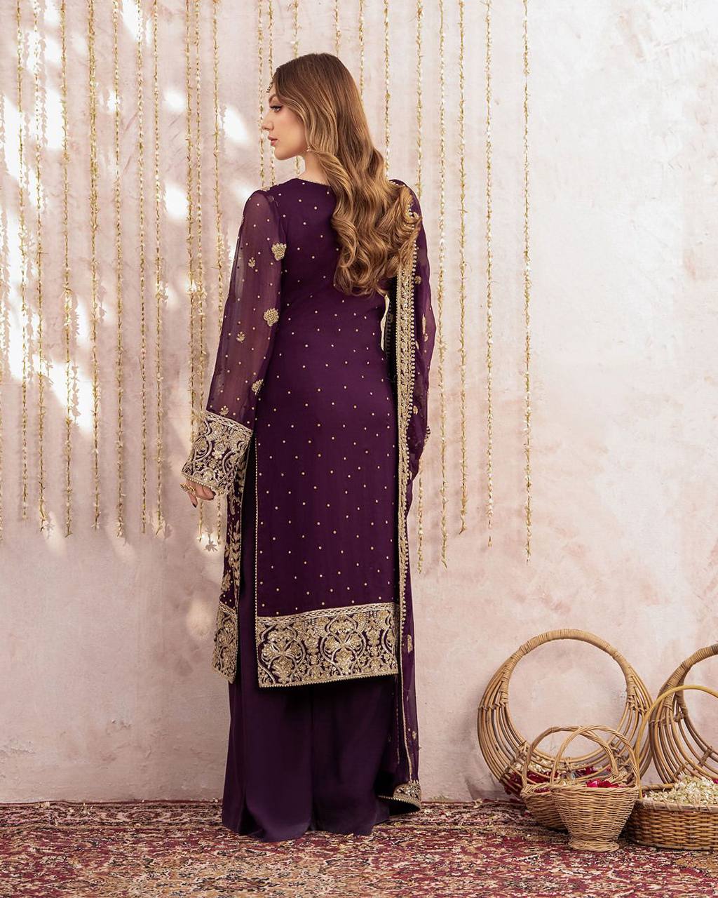 Noor-E-Zar Graceful Royal plum Embroidery Suit