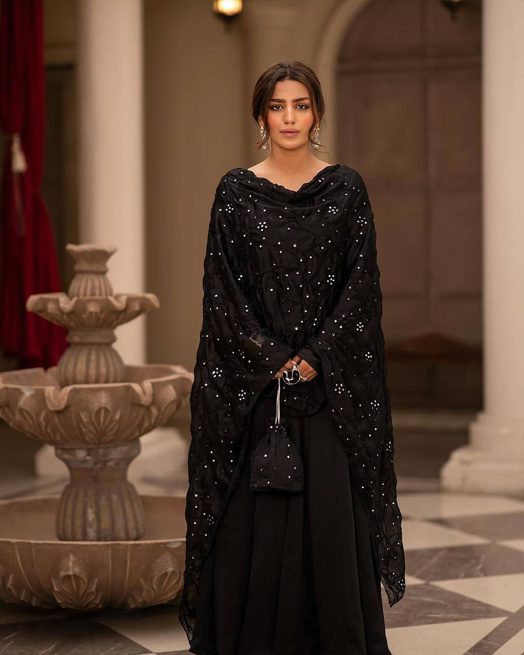 JIYA PREMIUM READYMADE BLACK & RED SUIT SET
