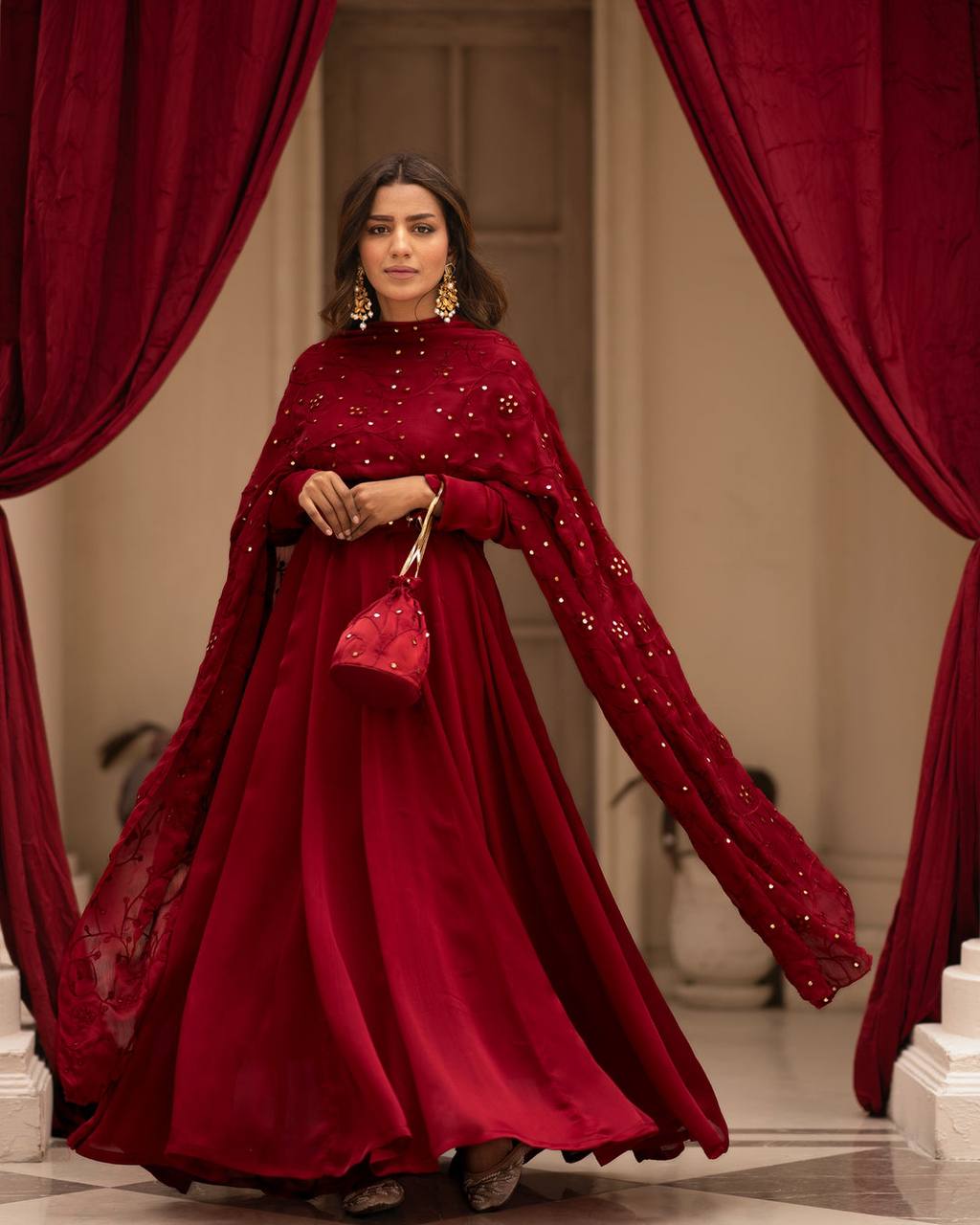 JIYA PREMIUM READYMADE BLACK & RED SUIT SET