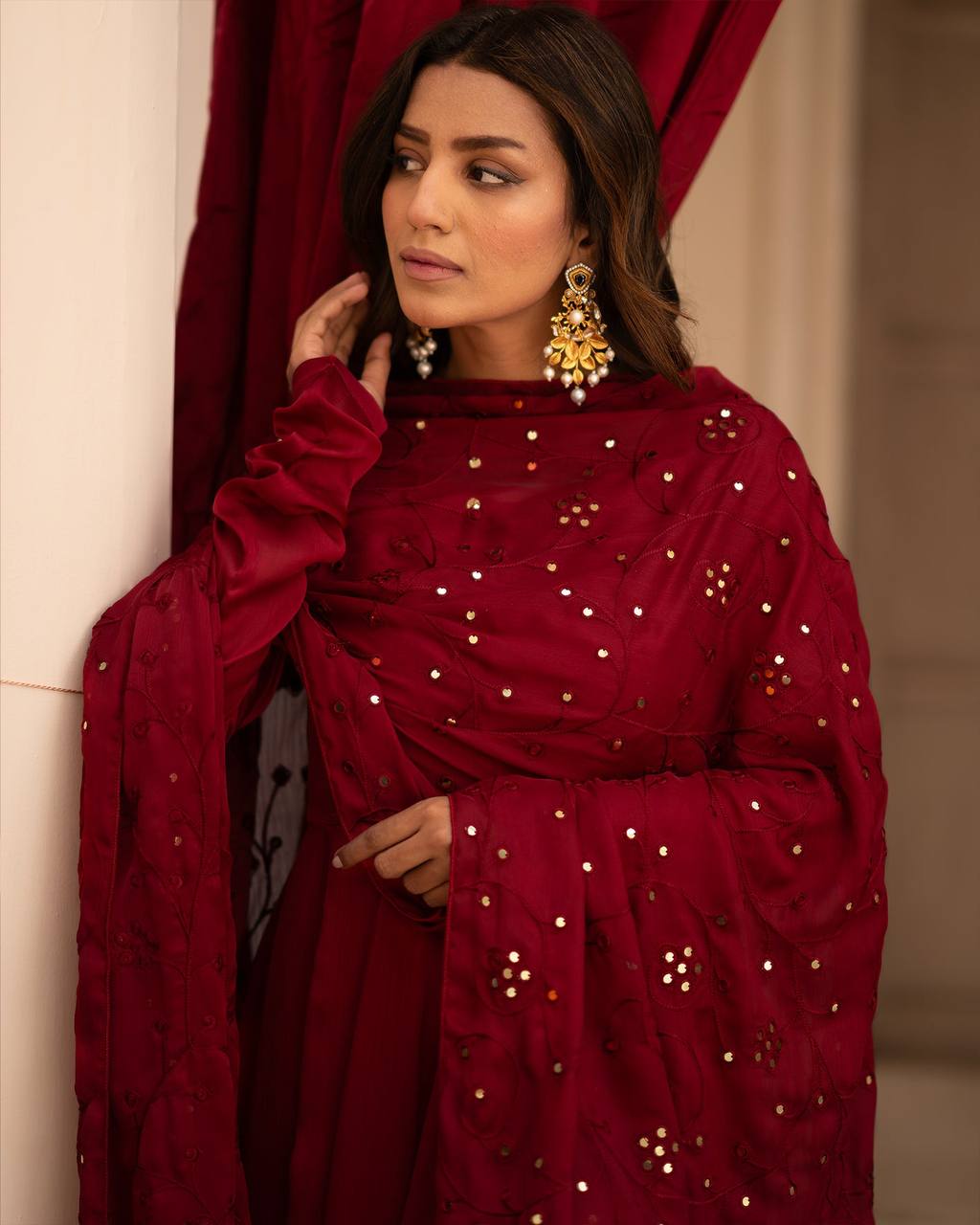 JIYA PREMIUM READYMADE BLACK & RED SUIT SET