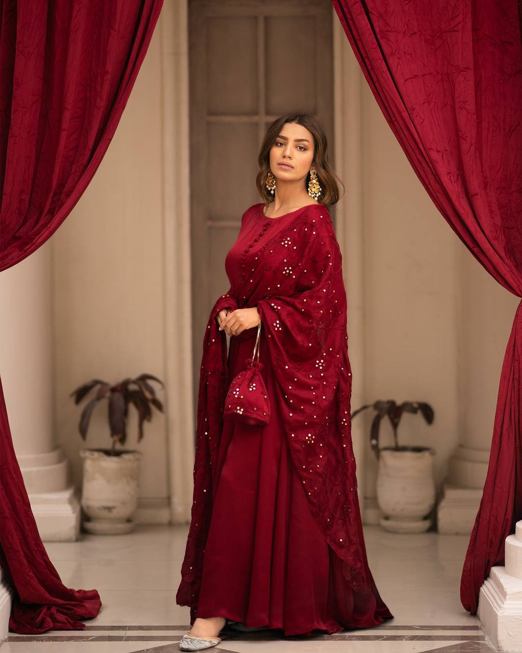 JIYA PREMIUM READYMADE BLACK & RED SUIT SET