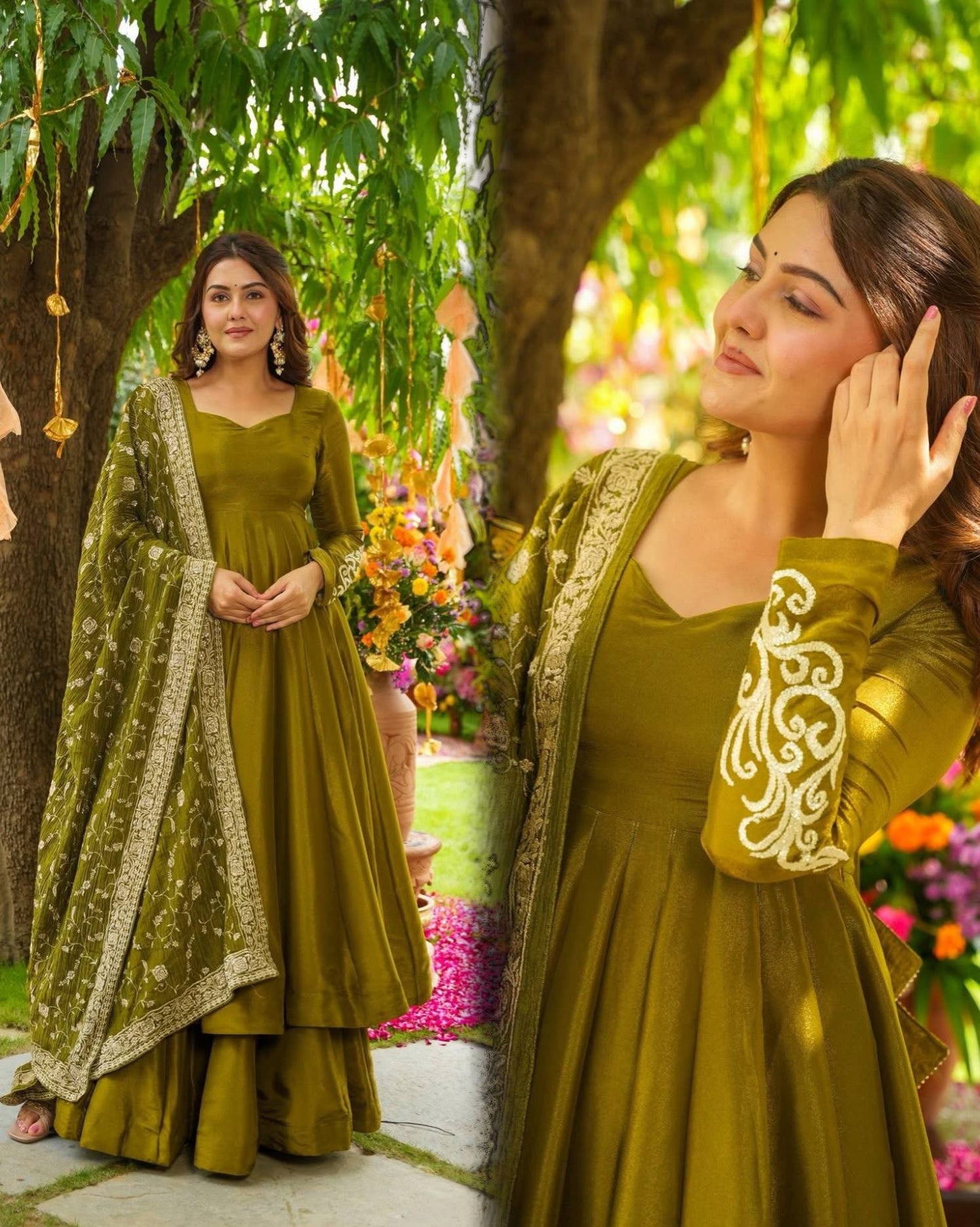 Green German Chiffon Suit Set
