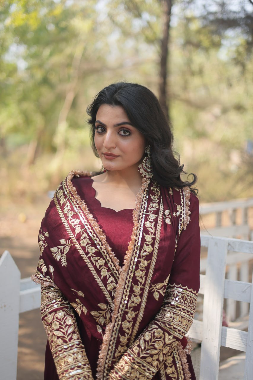 RADIANT DARK MAROON SUIT SET
