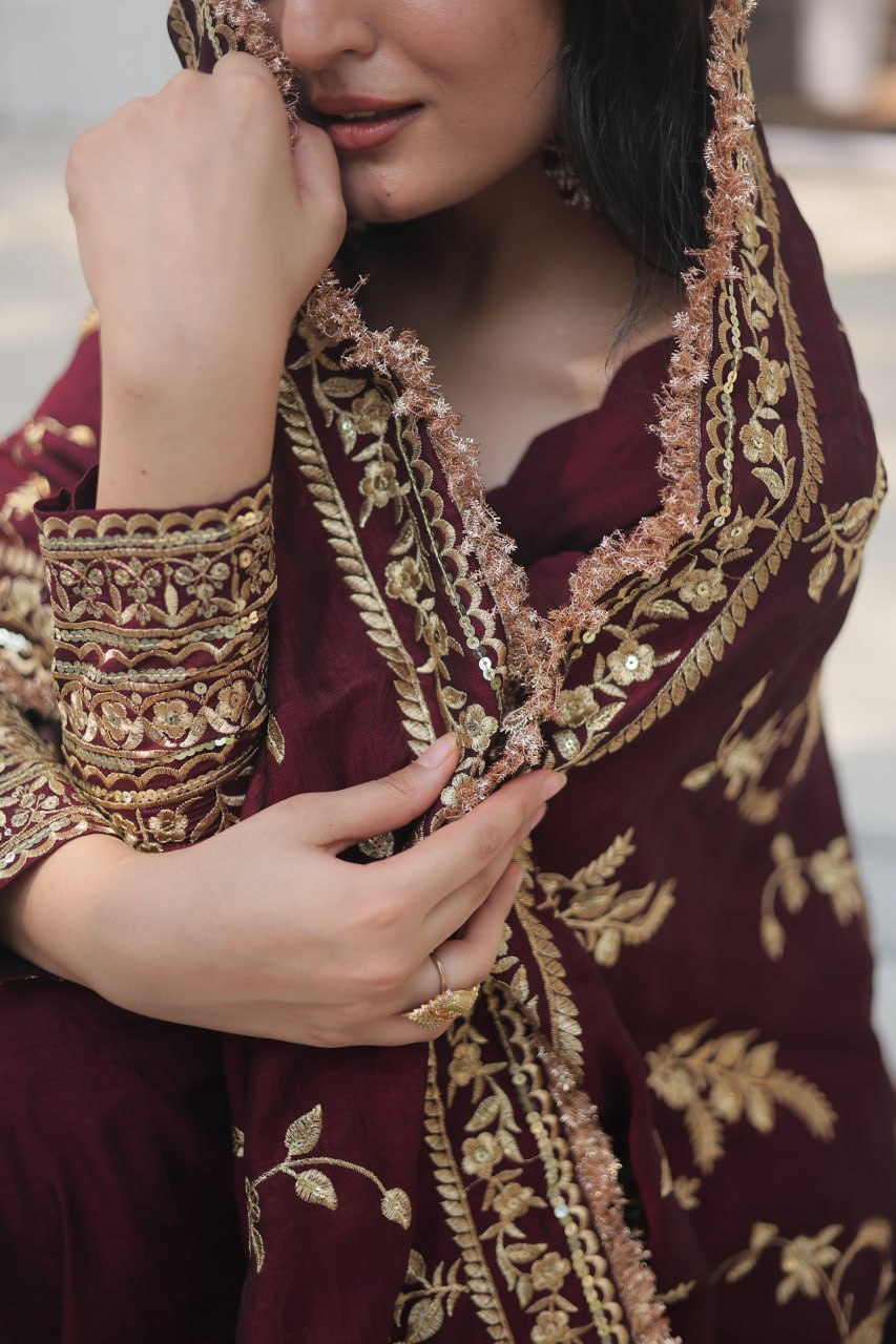 RADIANT DARK MAROON SUIT SET