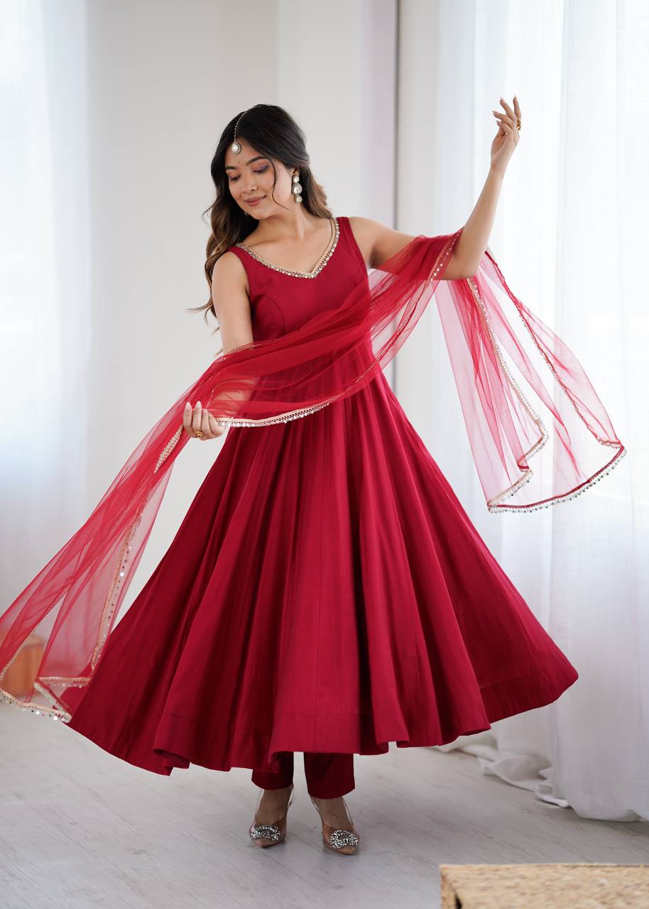 Ziyana Romansilk Chanderi Anarkali