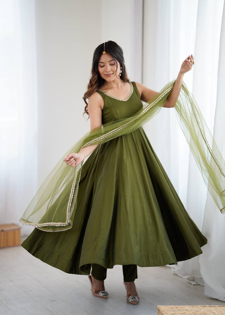 Ziyana Romansilk Chanderi Anarkali