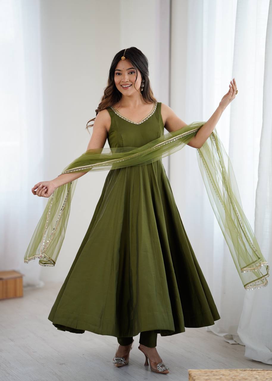 Ziyana Romansilk Chanderi Anarkali