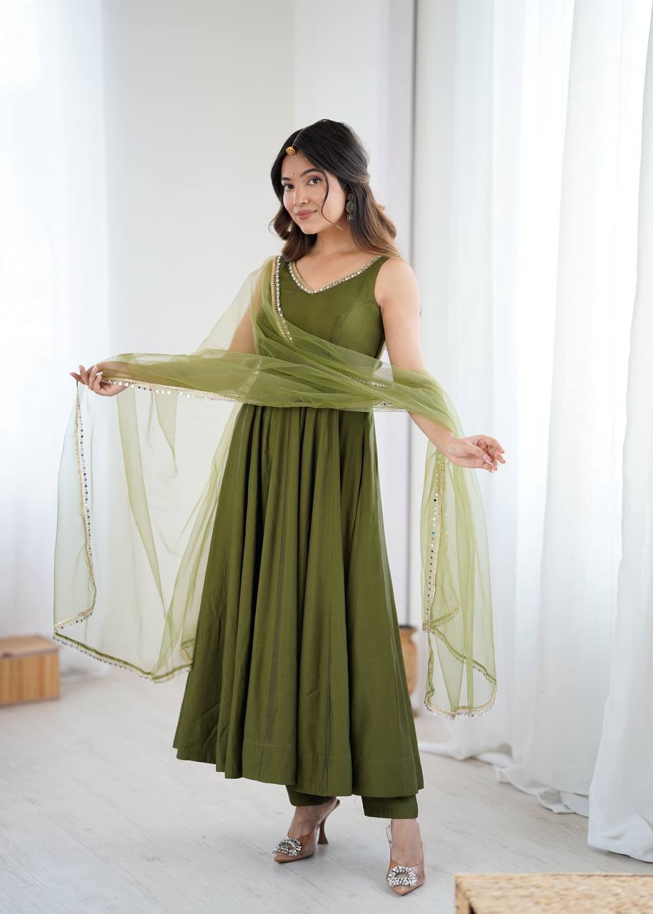 Ziyana Romansilk Chanderi Anarkali
