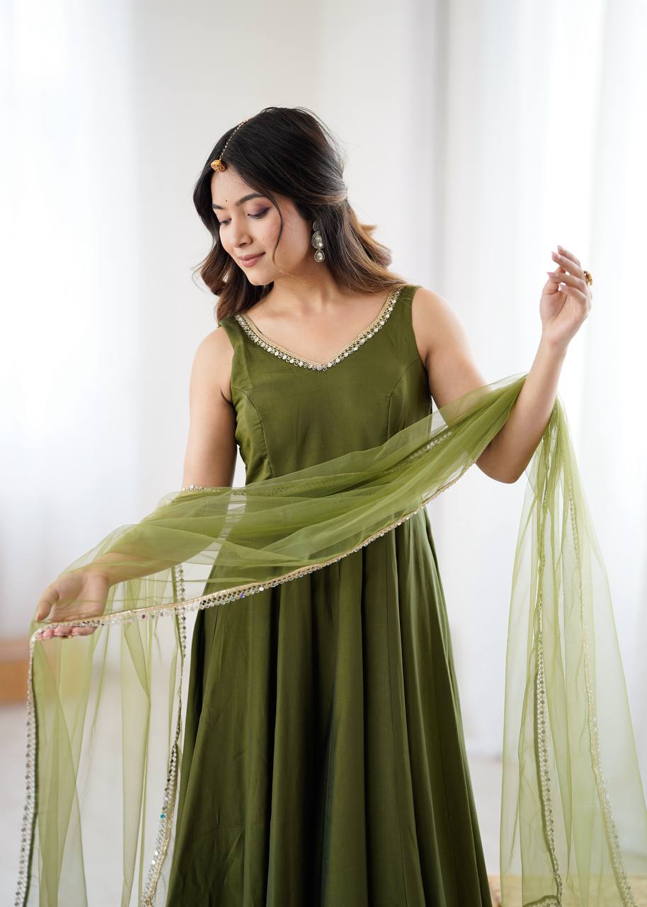 Ziyana Romansilk Chanderi Anarkali