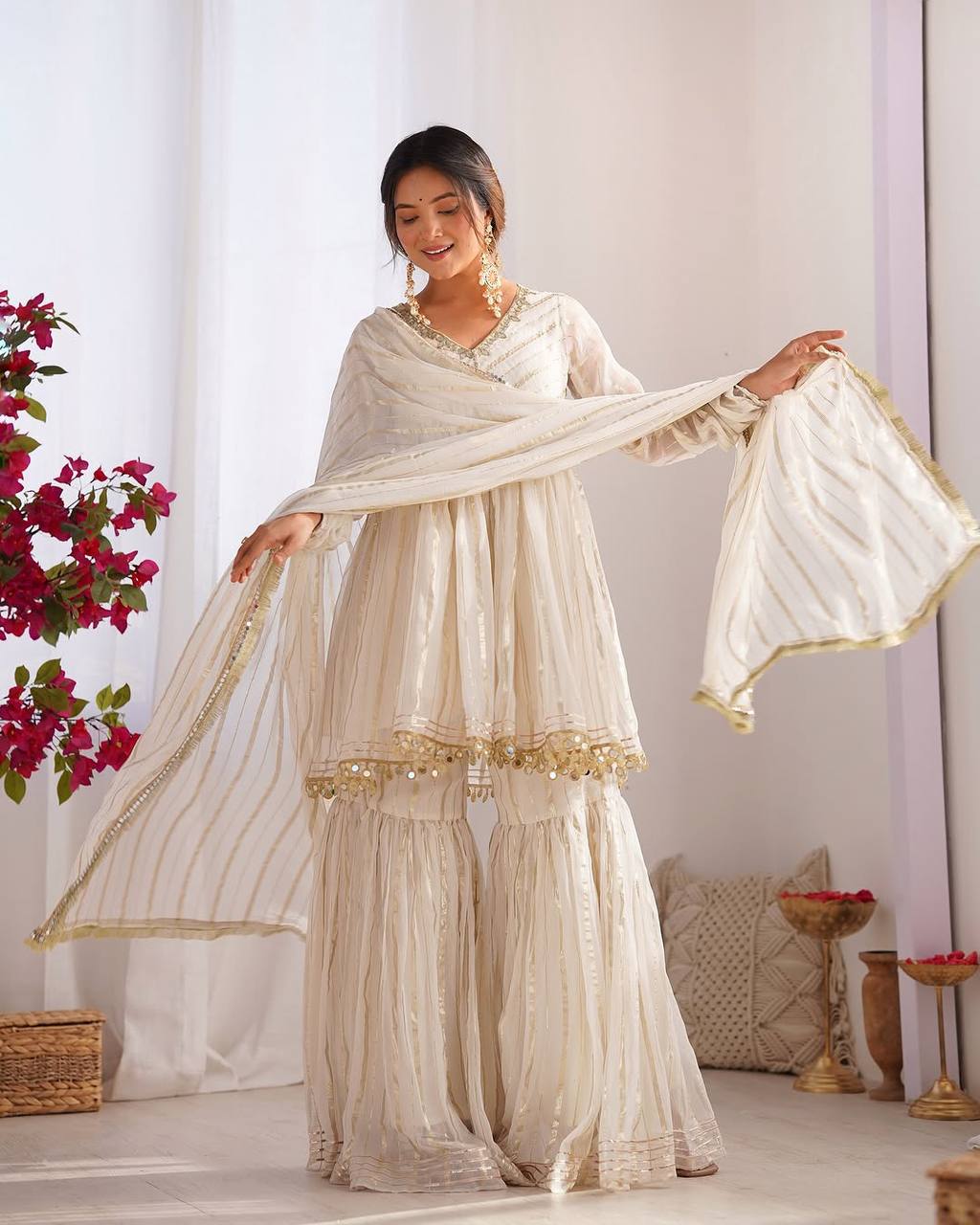 Alisha Real Mirror Handwork Sharara