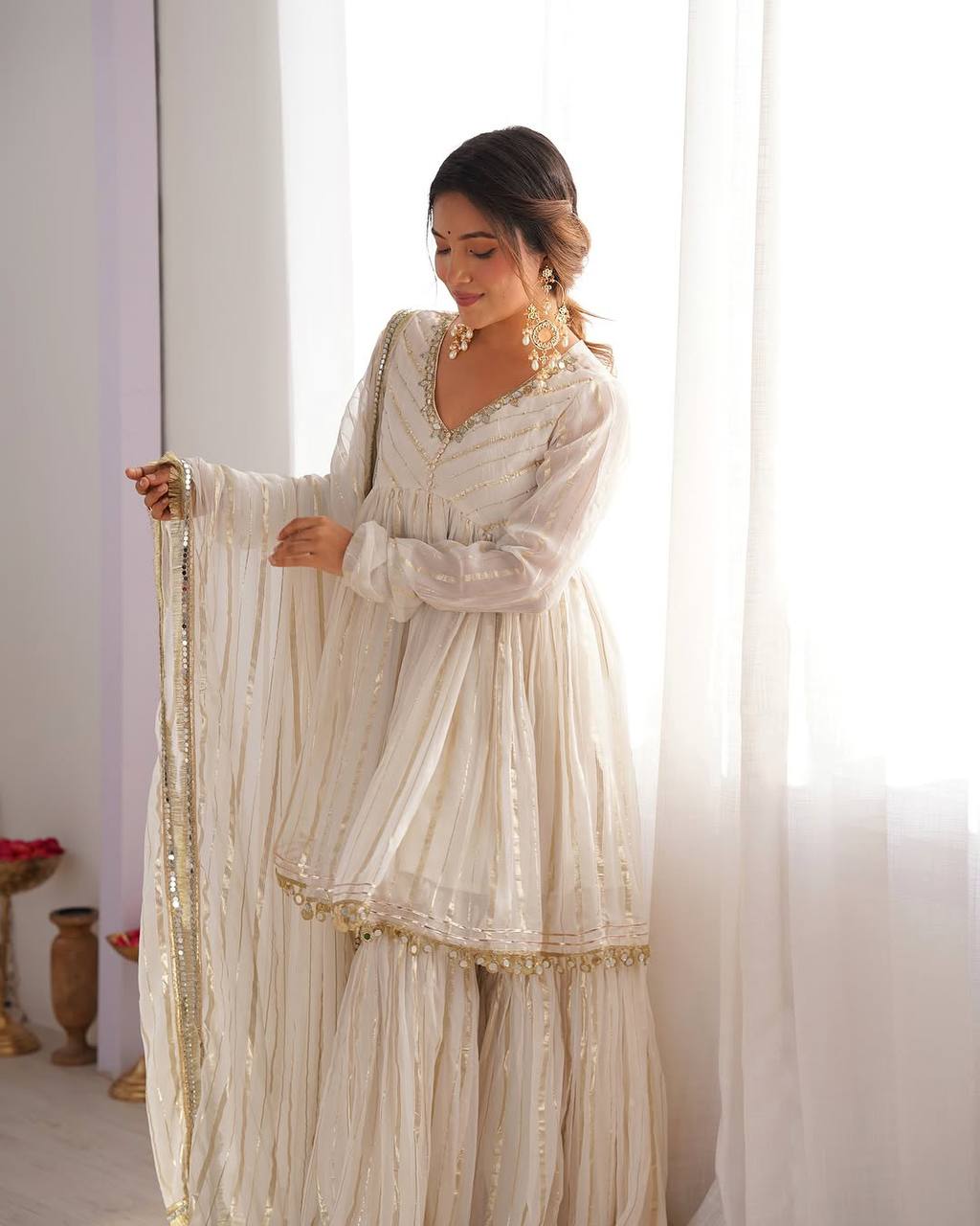 Alisha Real Mirror Handwork Sharara