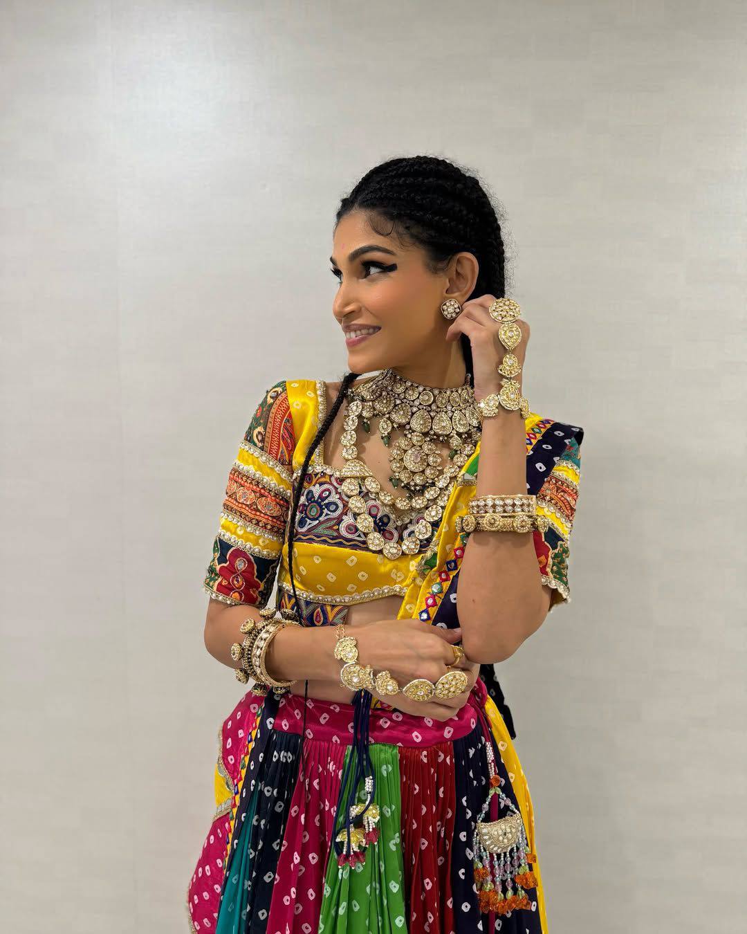 Bandhani & Mirrorwork Navratri Lehenga Choli Set