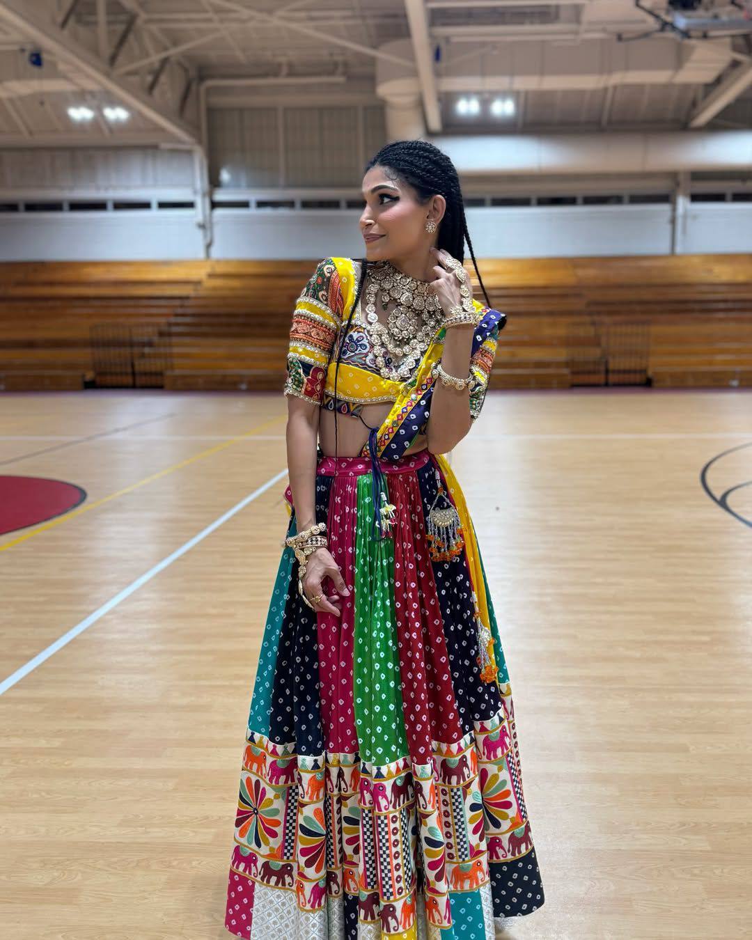 Bandhani & Mirrorwork Navratri Lehenga Choli Set