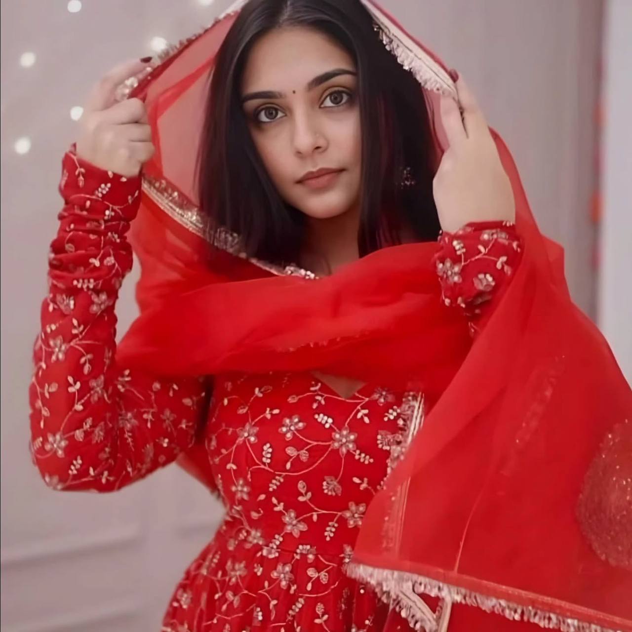 Red Crimson Glow Ethnic Anarkali Suit